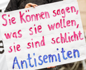 Pappschild: Sie können sagen, was sie wollen, sie sind schlicht Antisemiten